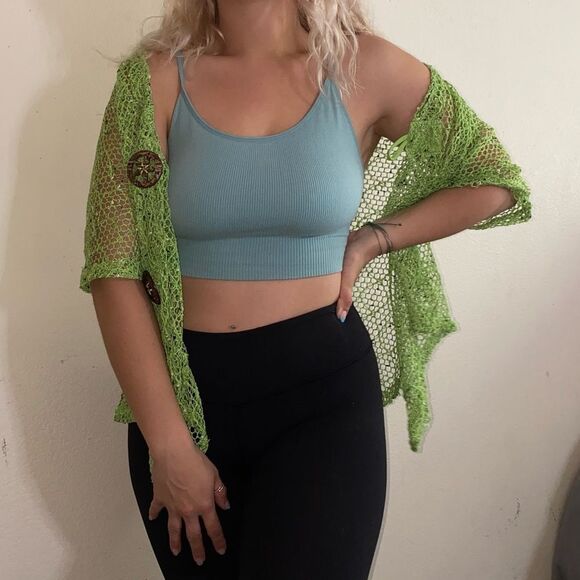 Green Fairy Core Beach Netted Swim Coverup - Picture 2 of 6